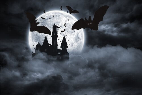 Pipistrelli che volano al chiaro di luna