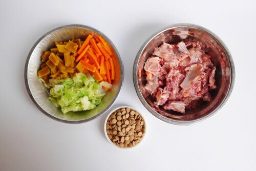 Verdure, carni e cereali della dieta Barf per gatti
