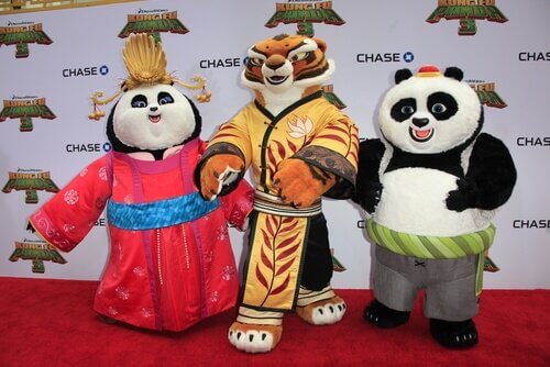 tre pupazzi di animali di Kung Fu Panda