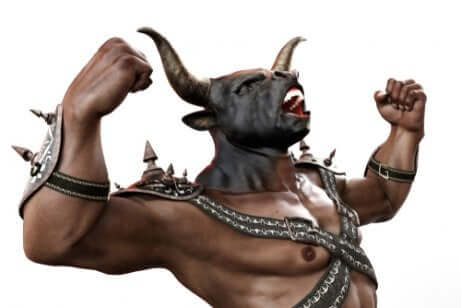 Minotauro mentre urla.