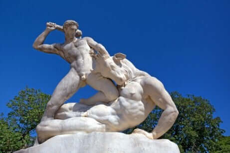 Statua di Teseo contro il Minotauro.
